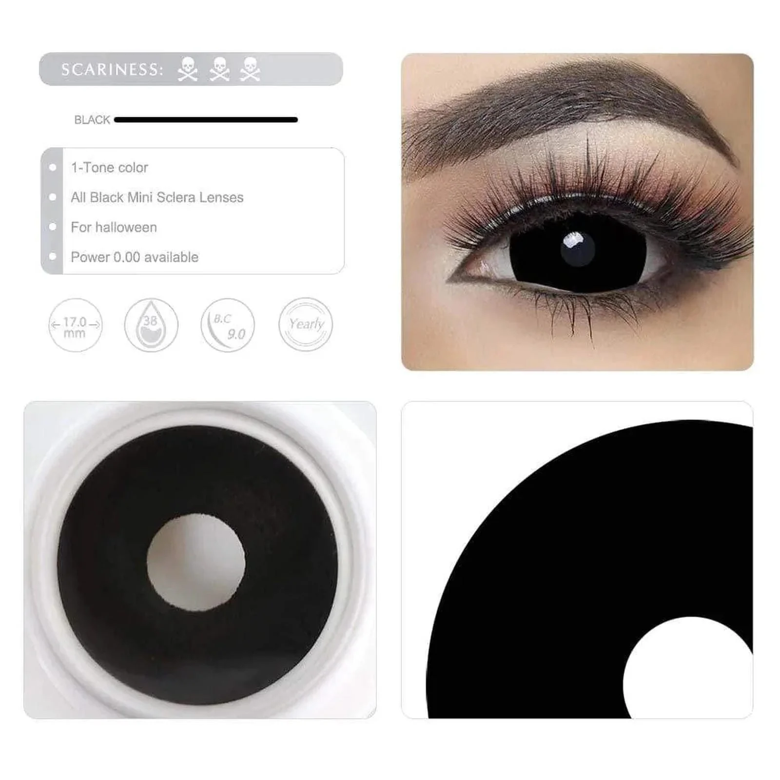 17mm Black Mini Sclera (With Pupil Cutout) - Image 5