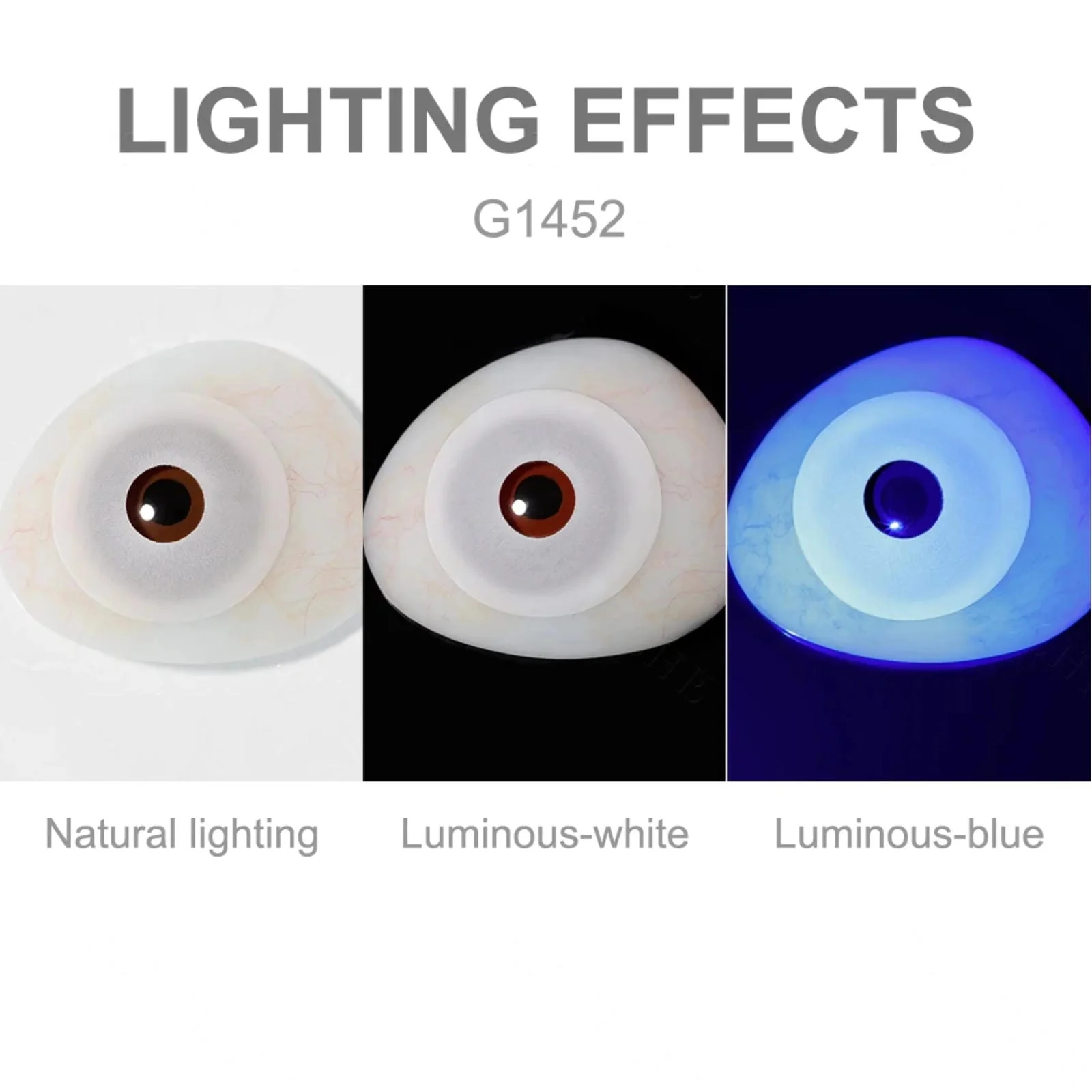 17mm UV Glow White Mini Sclera Contacts - Image 3