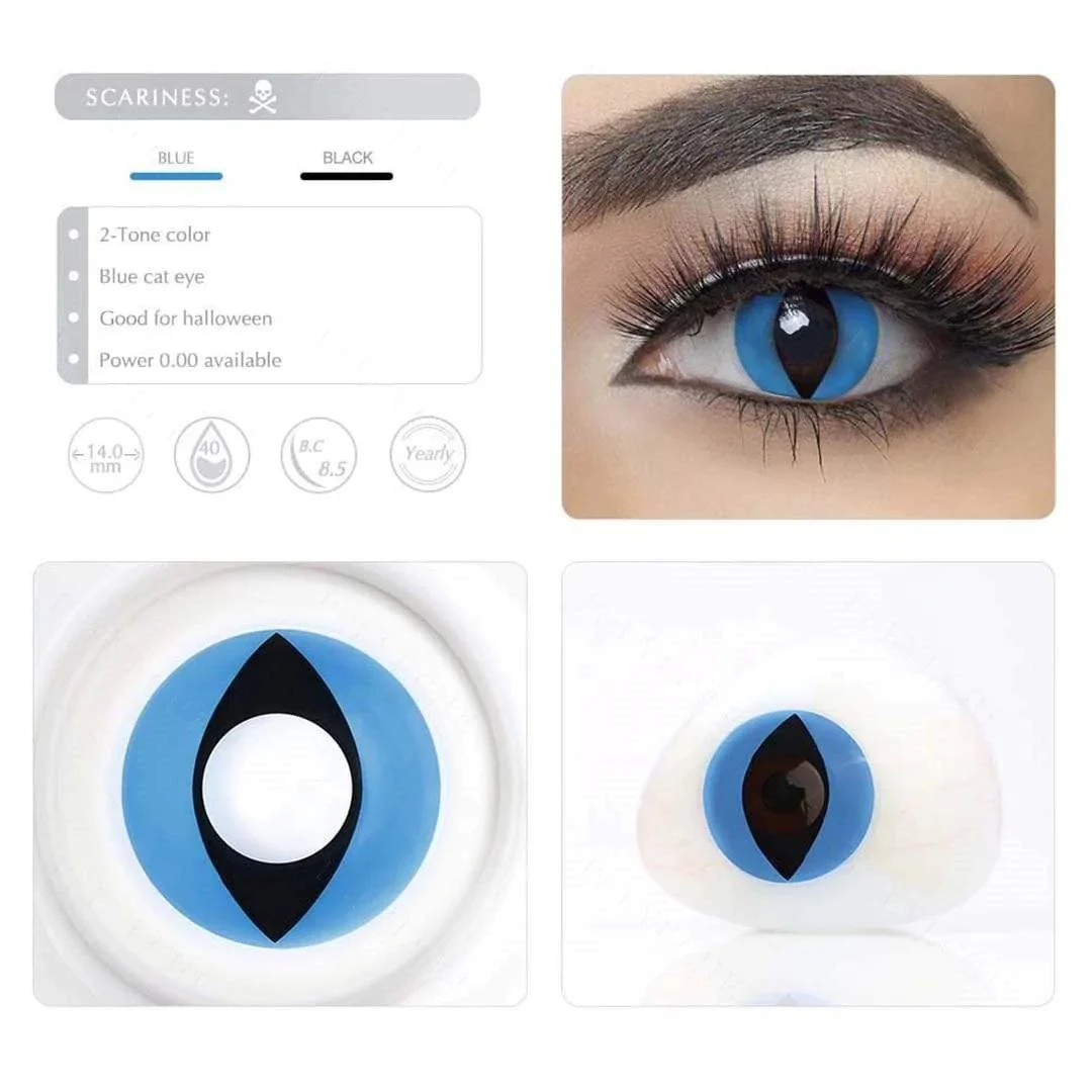 Blue Cat Eye Halloween Contacts  (Expiry 9/25) - Image 4