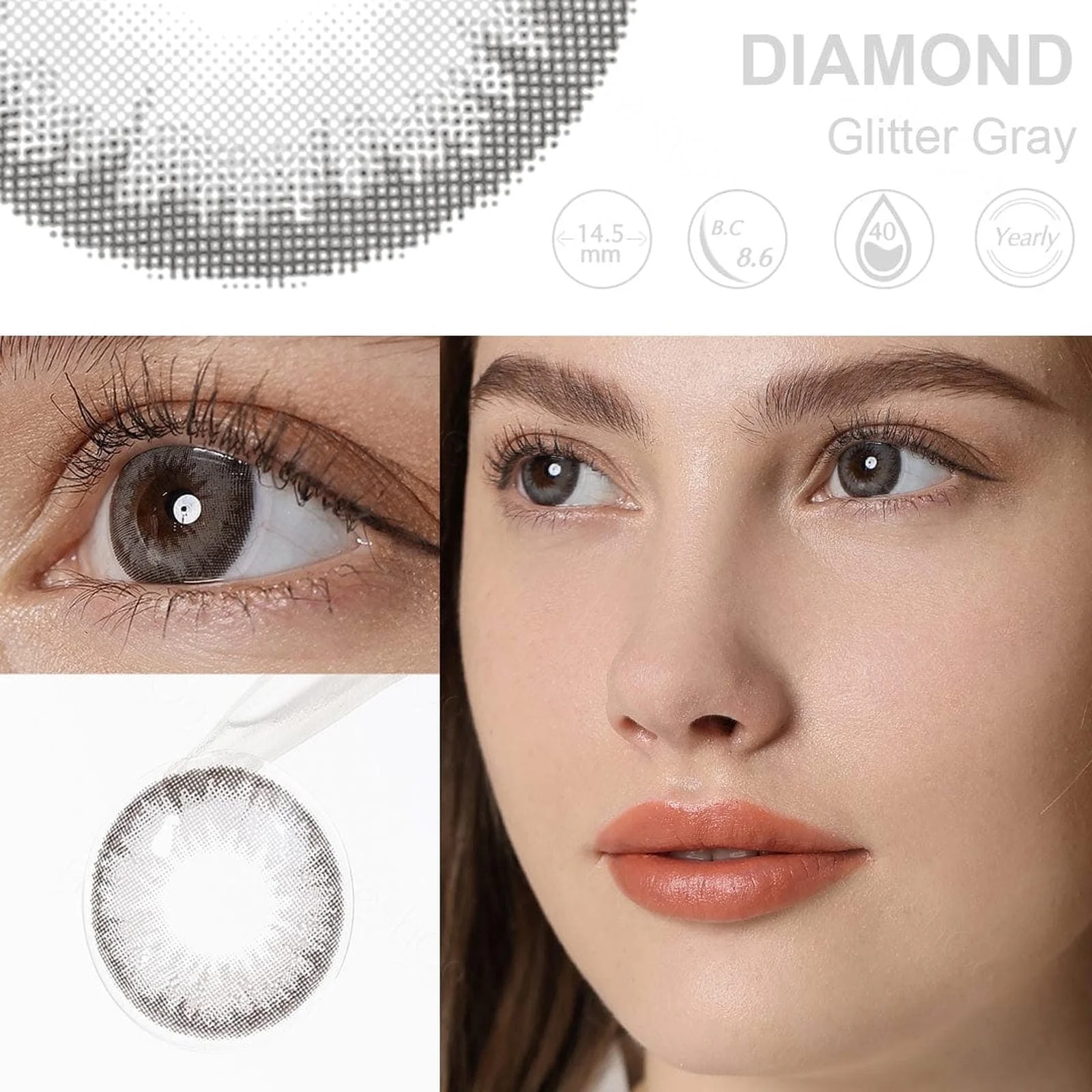 Diamond Glitter Gray Coloured Contacts - Image 7