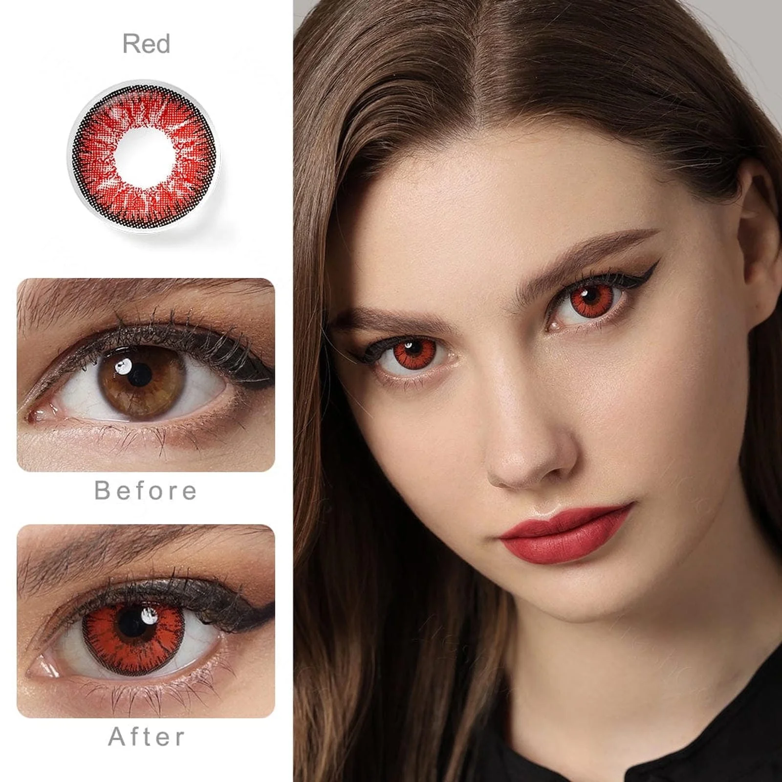 Nonno Deep Red Coloured Contacts - Image 6