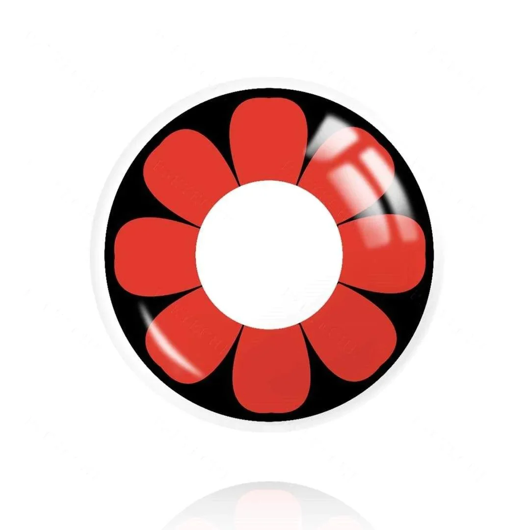 Red Daisy Halloween Contacts - Image 4