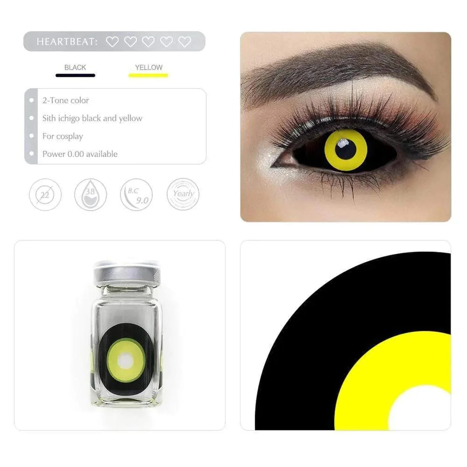 Sith Ichigo Black and Yellow Full Eye 22mm Sclera - Image 6