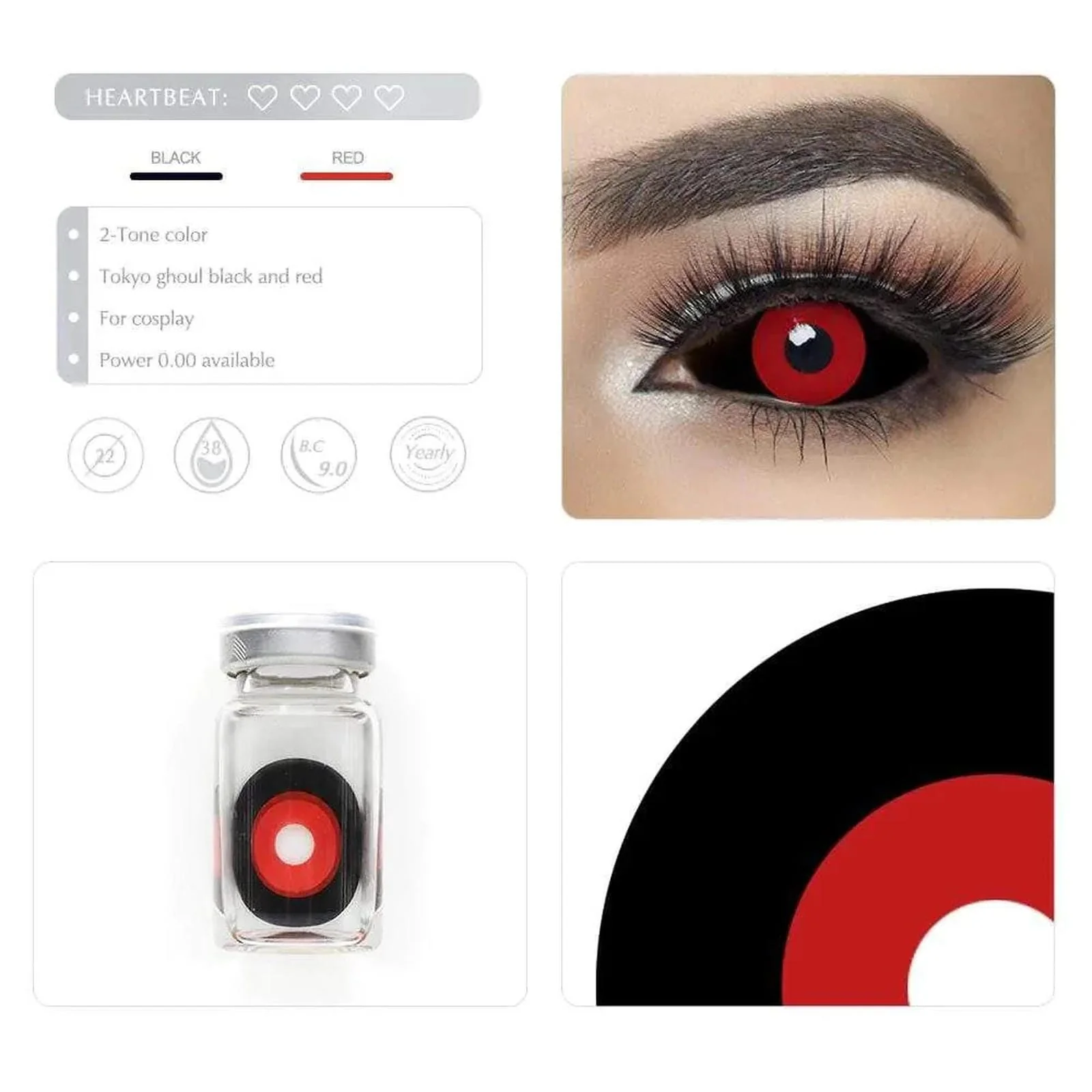 Tokyo Ghoul Black Red Full Eye 22mm Sclera - Image 9