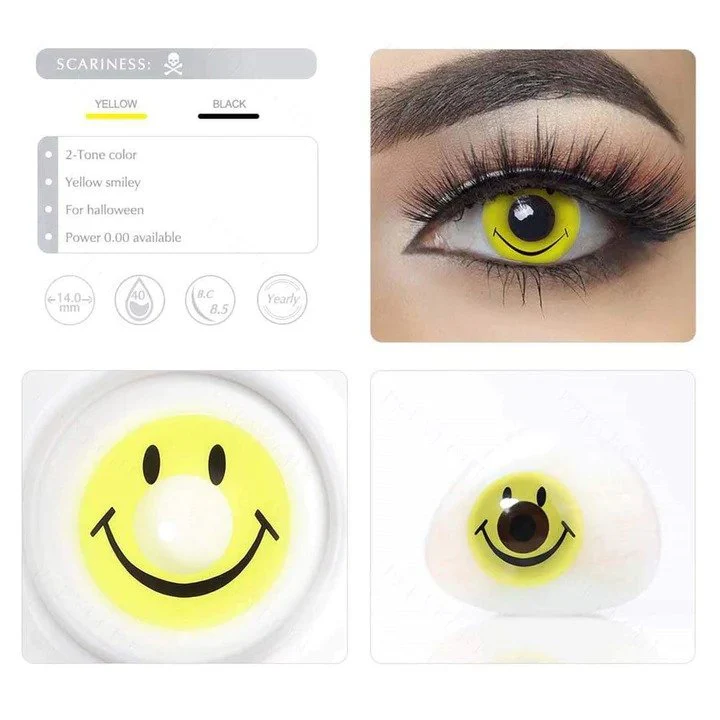Yellow Smiley Cosplay Contacts (Expiry - 09/25) - Image 4